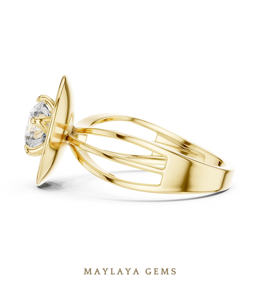 Maylaya Gems lab-grown diamond ring in yellow gold