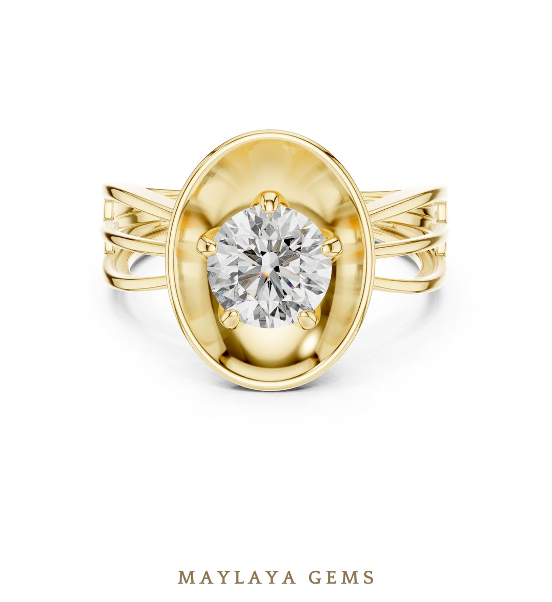 Maylaya Gems lab-grown diamond ring in yellow gold