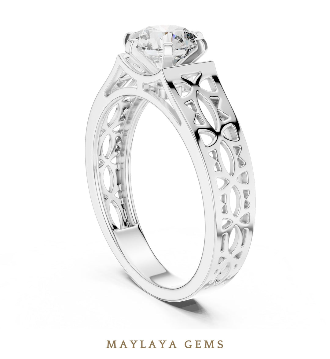 Maylaya Gems lab-grown diamond ring in white gold
