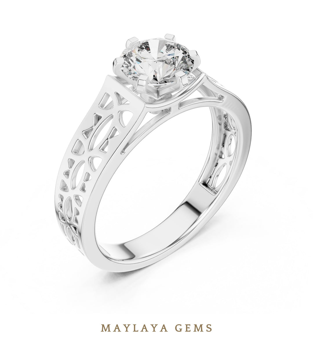 Maylaya Gems lab-grown diamond ring in white gold