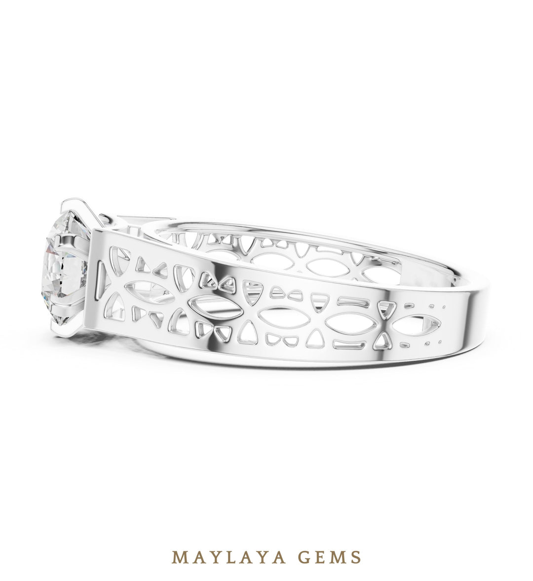 Maylaya Gems lab-grown diamond ring in white gold