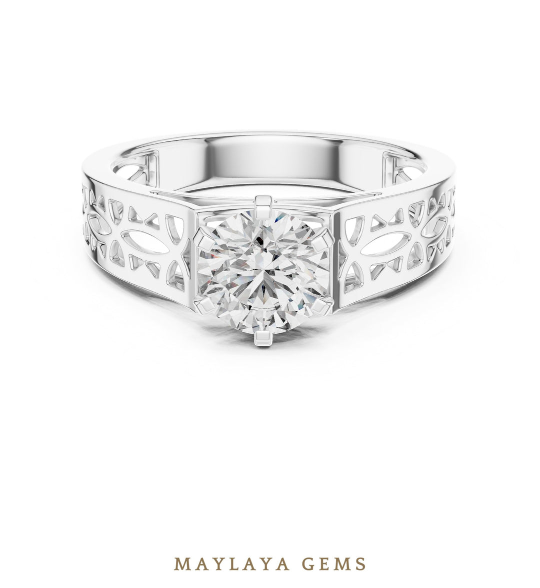 Maylaya Gems lab-grown diamond ring in white gold