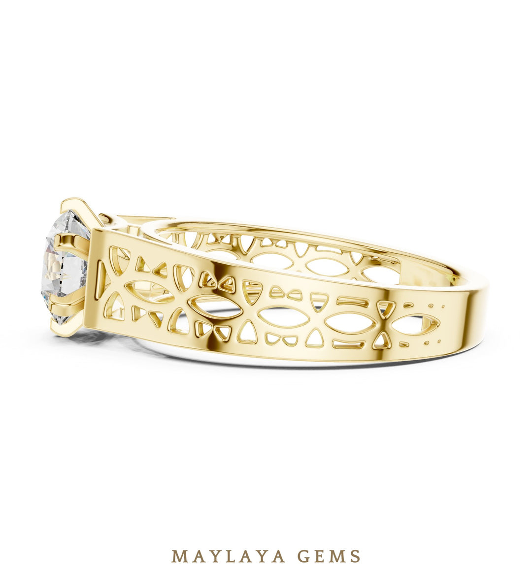 Maylaya Gems lab-grown diamond ring in yellow gold