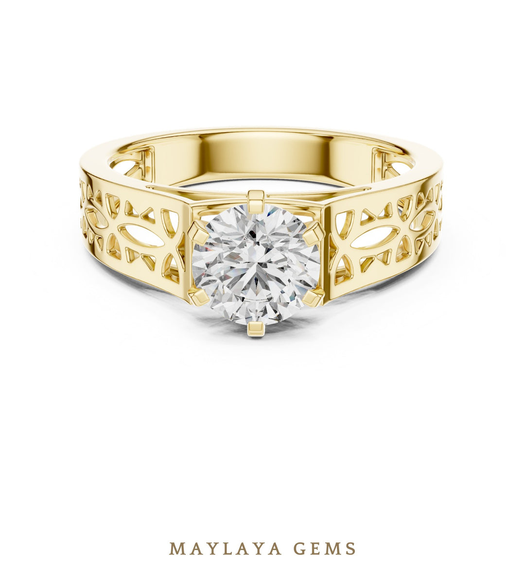 Maylaya Gems lab-grown diamond ring in yellow gold