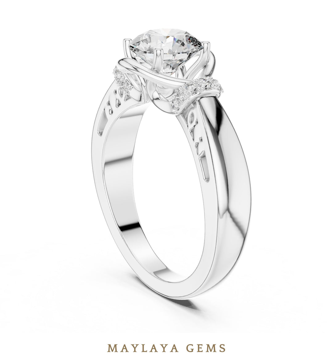 Maylaya Gems lab-grown diamond ring in white gold