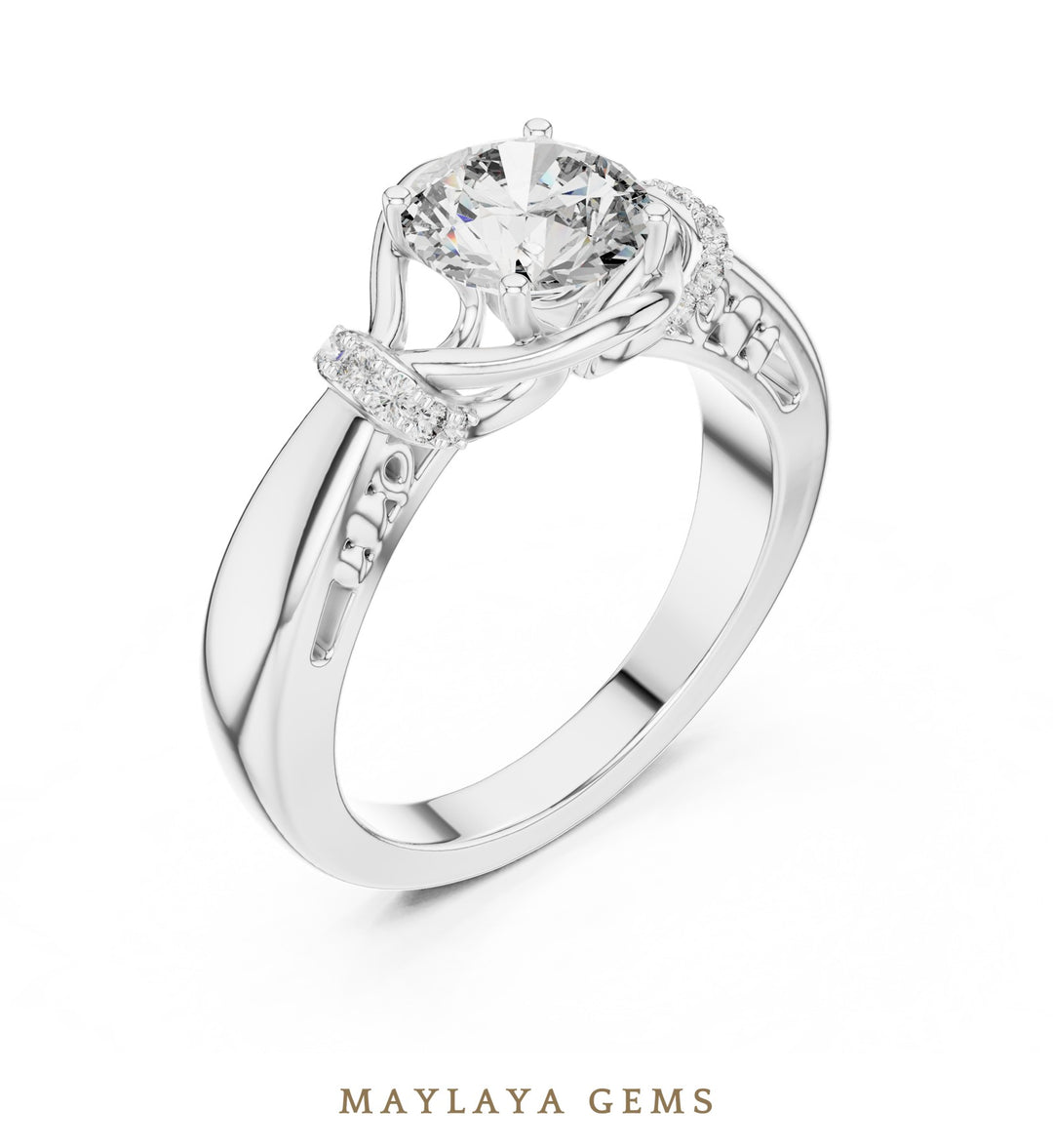 Maylaya Gems lab-grown diamond ring in white gold