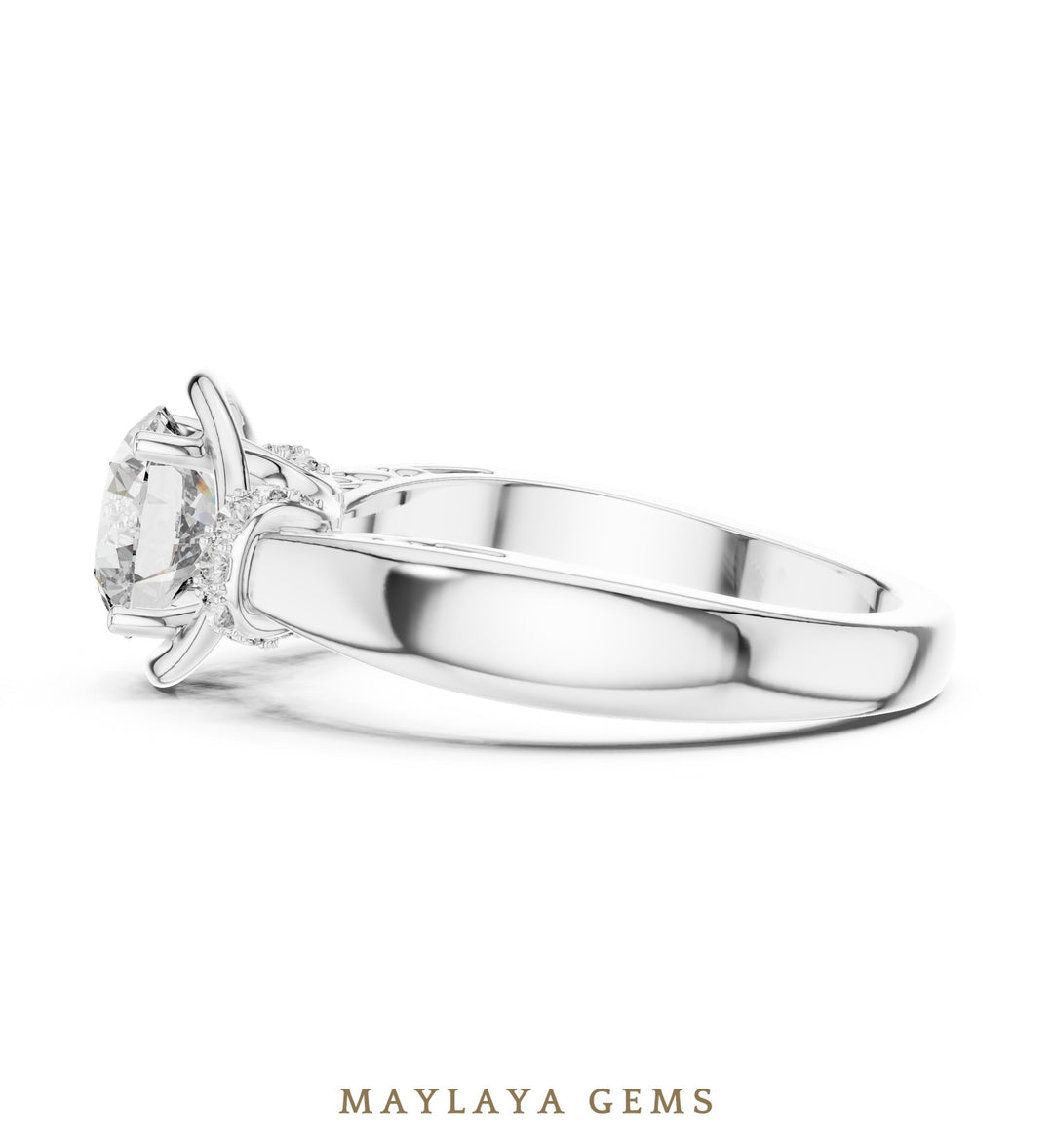 Maylaya Gems lab-grown diamond ring in white gold