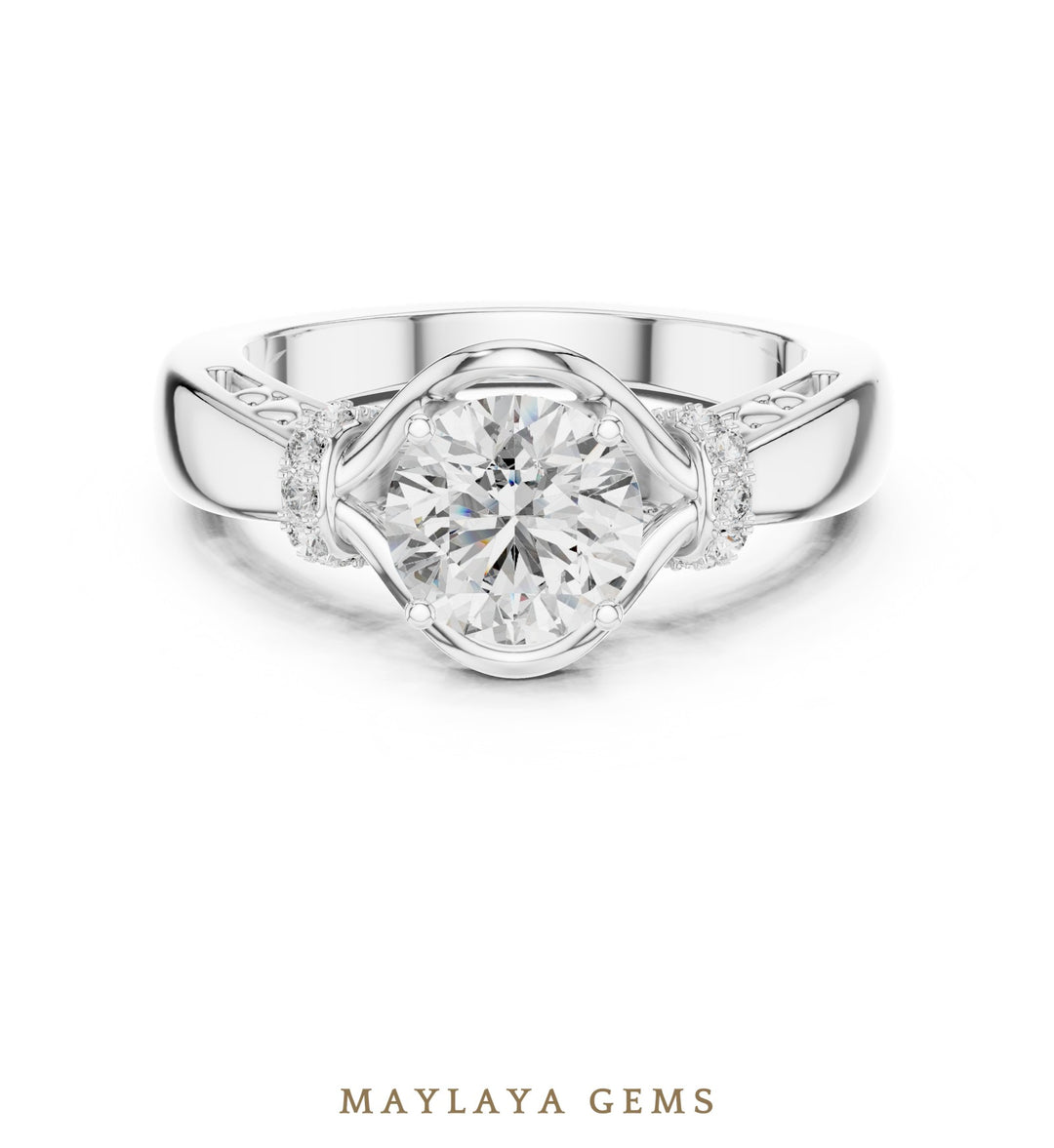 Maylaya Gems lab-grown diamond ring in white gold
