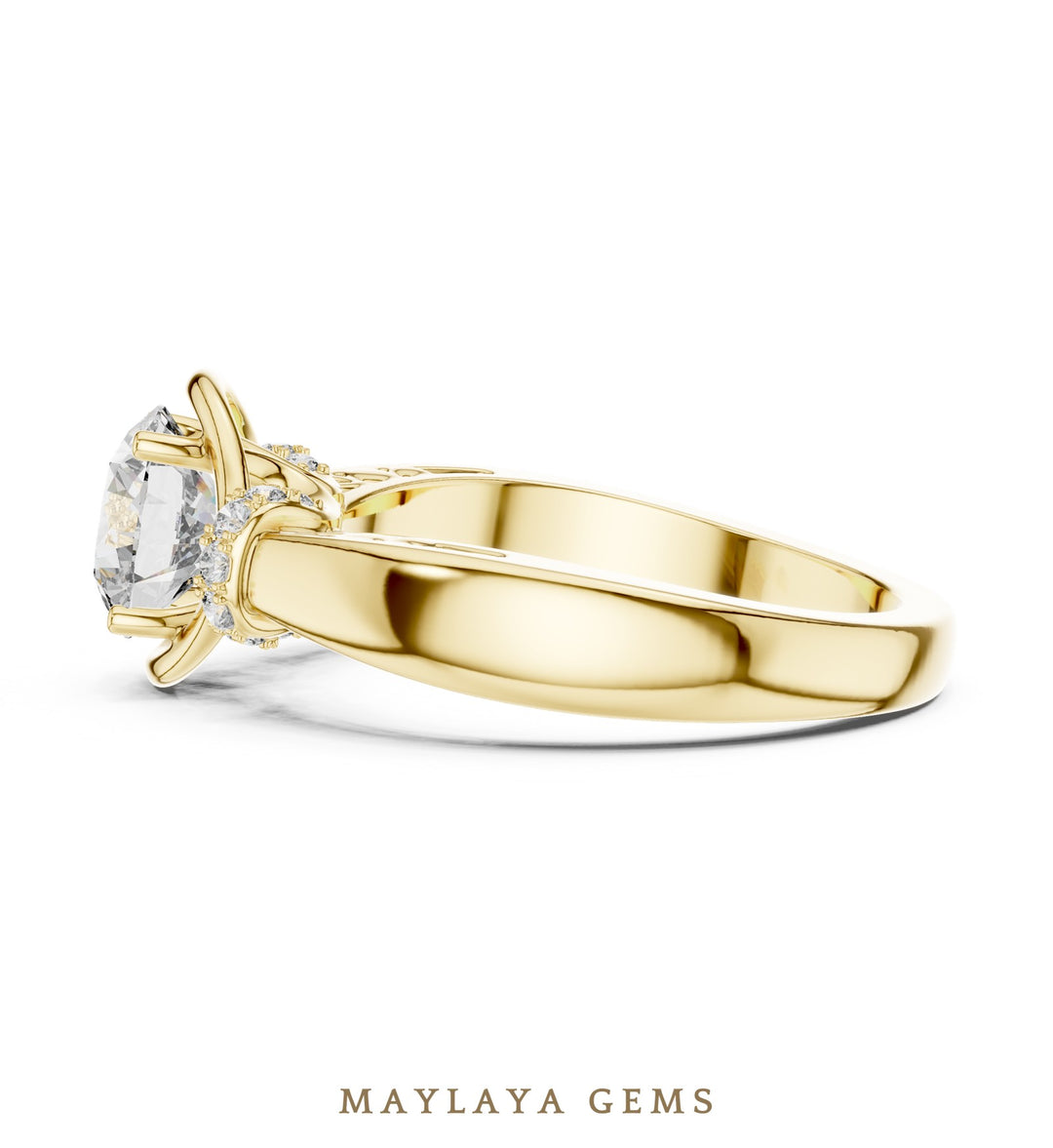 Maylaya Gems lab-grown diamond ring in yellow gold