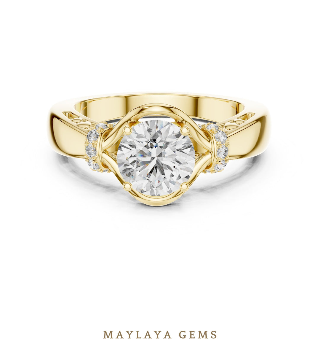 Maylaya Gems lab-grown diamond ring in yellow gold