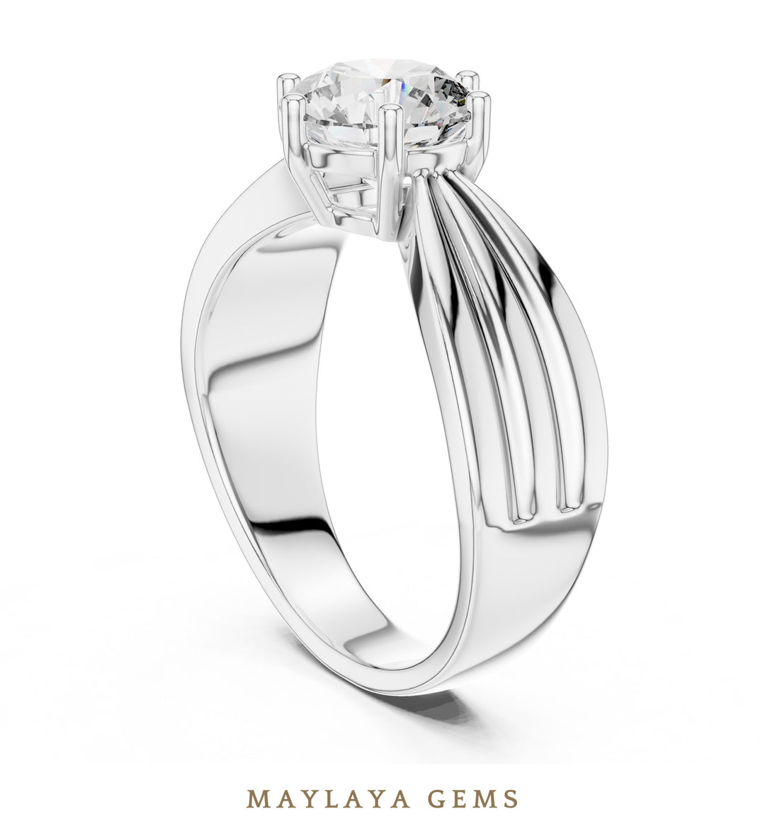 Maylaya Gems lab-grown diamond ring in white gold