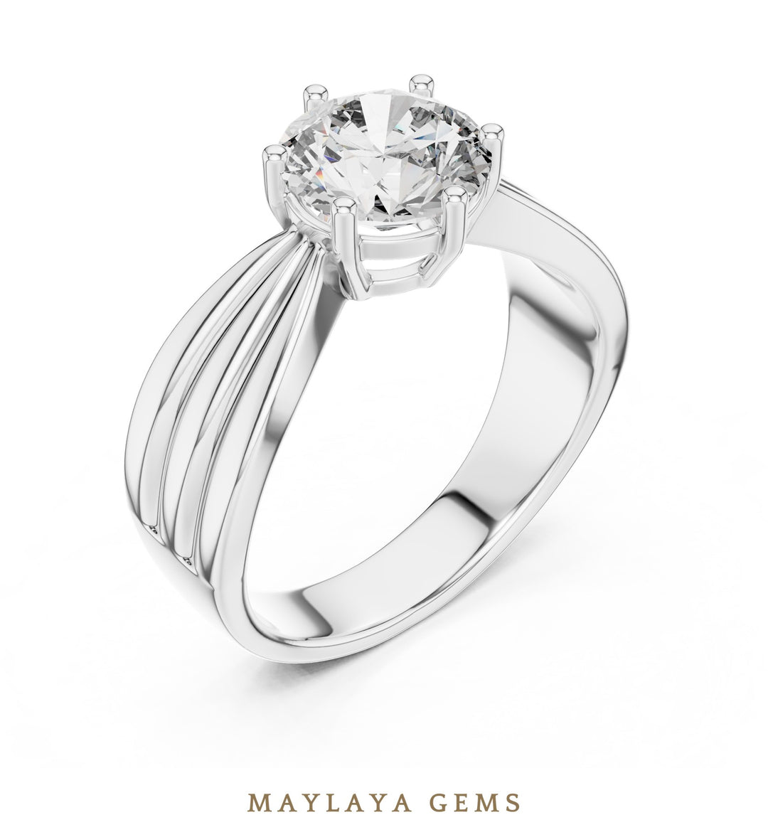 Maylaya Gems lab-grown diamond ring in white gold