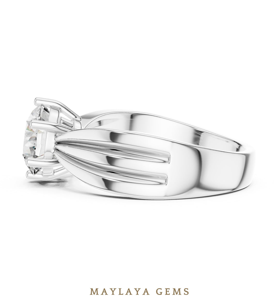 Maylaya Gems lab-grown diamond ring in white gold