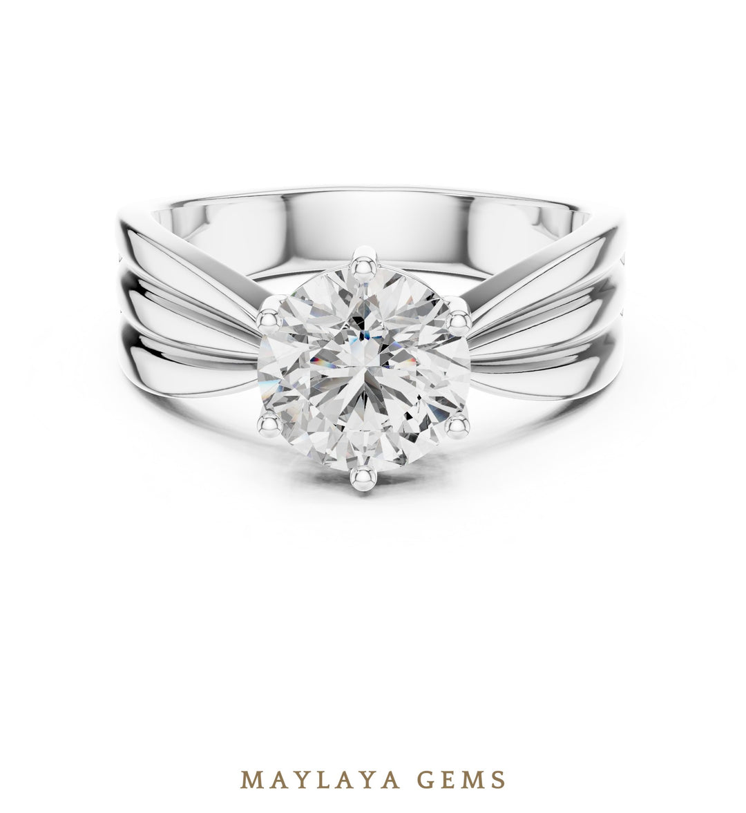 Maylaya Gems lab-grown diamond ring in white gold