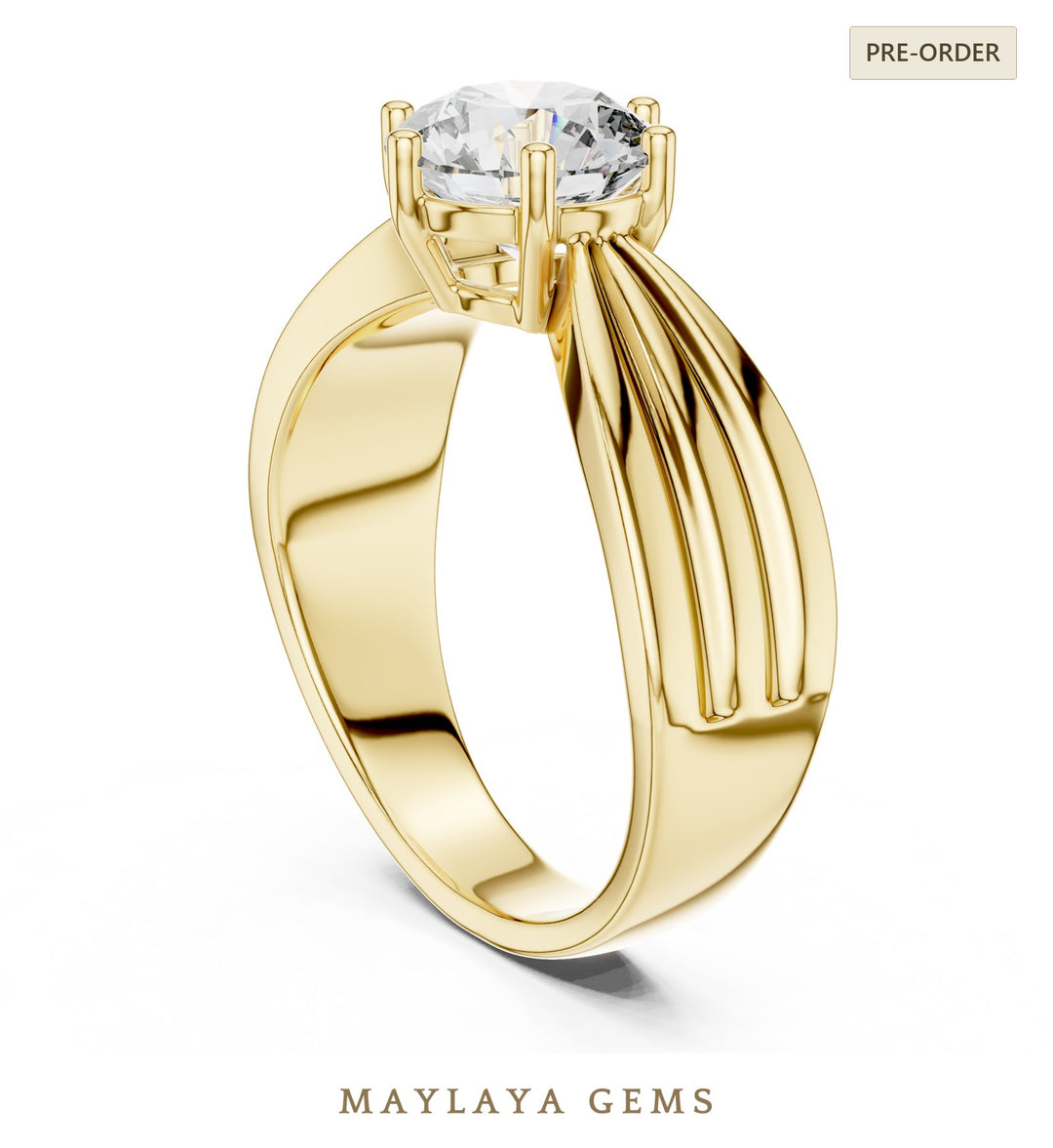 Maylaya Gems lab-grown diamond ring in yellow gold