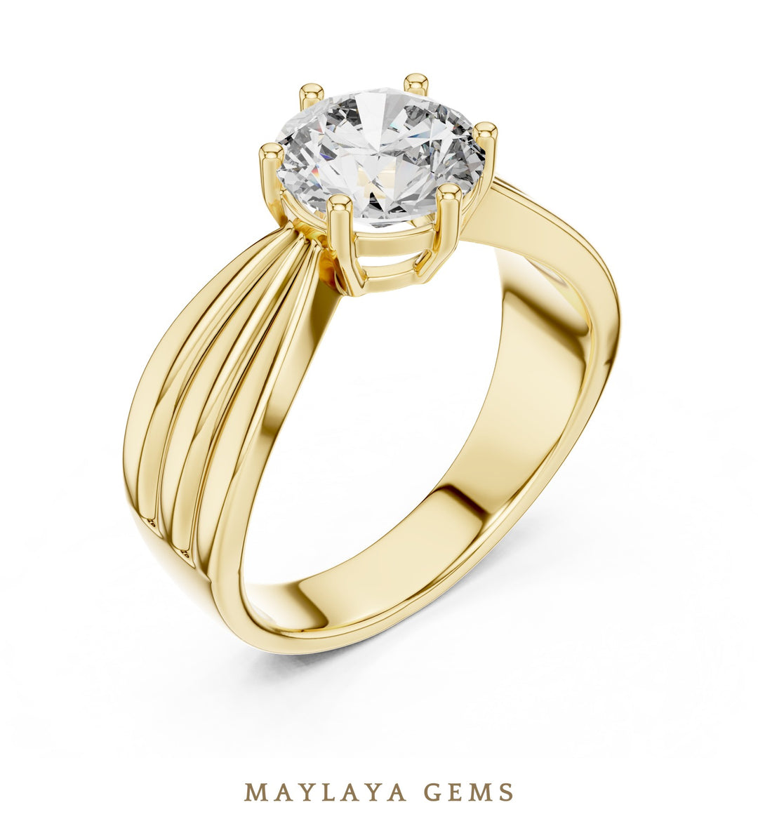 Maylaya Gems lab-grown diamond ring in yellow gold