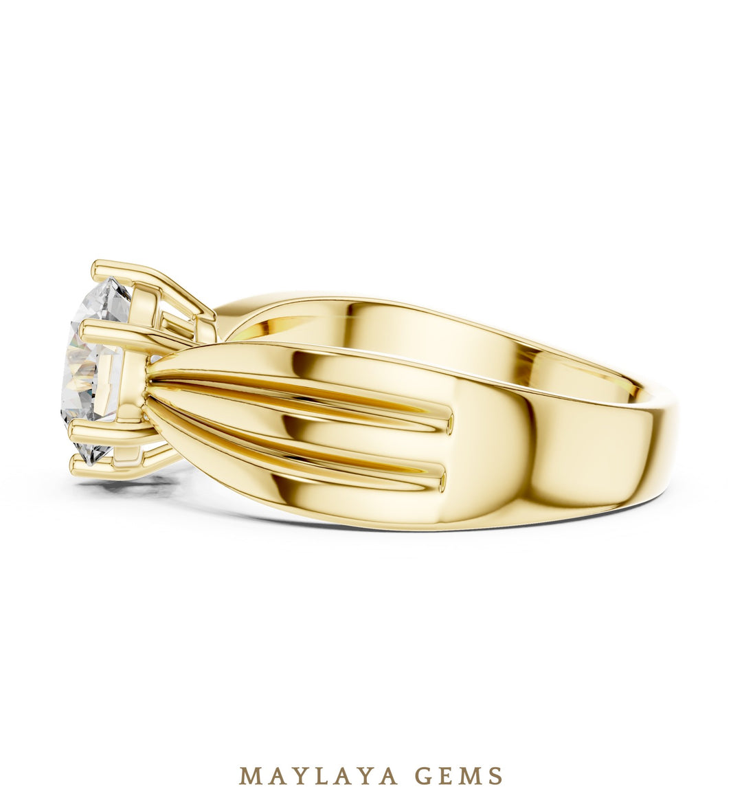 Maylaya Gems lab-grown diamond ring in yellow gold