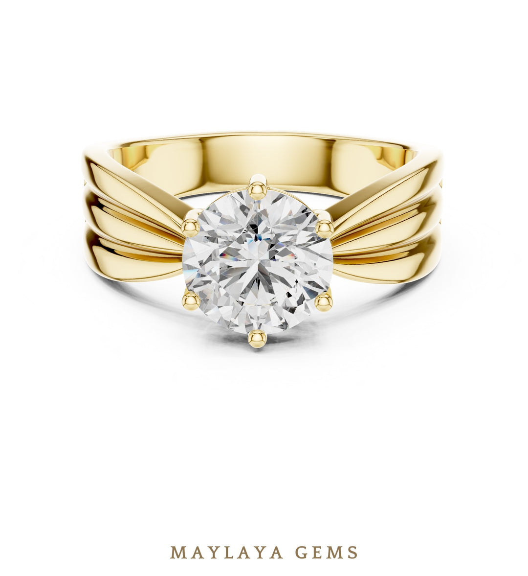 Maylaya Gems lab-grown diamond ring in yellow gold