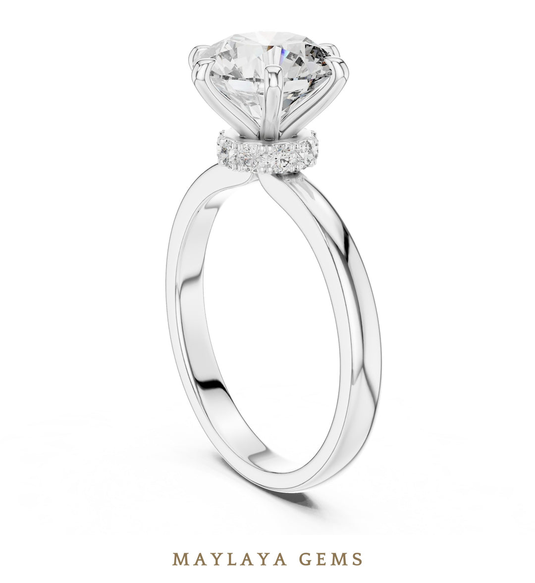 Maylaya Gems lab-grown diamond ring in white gold