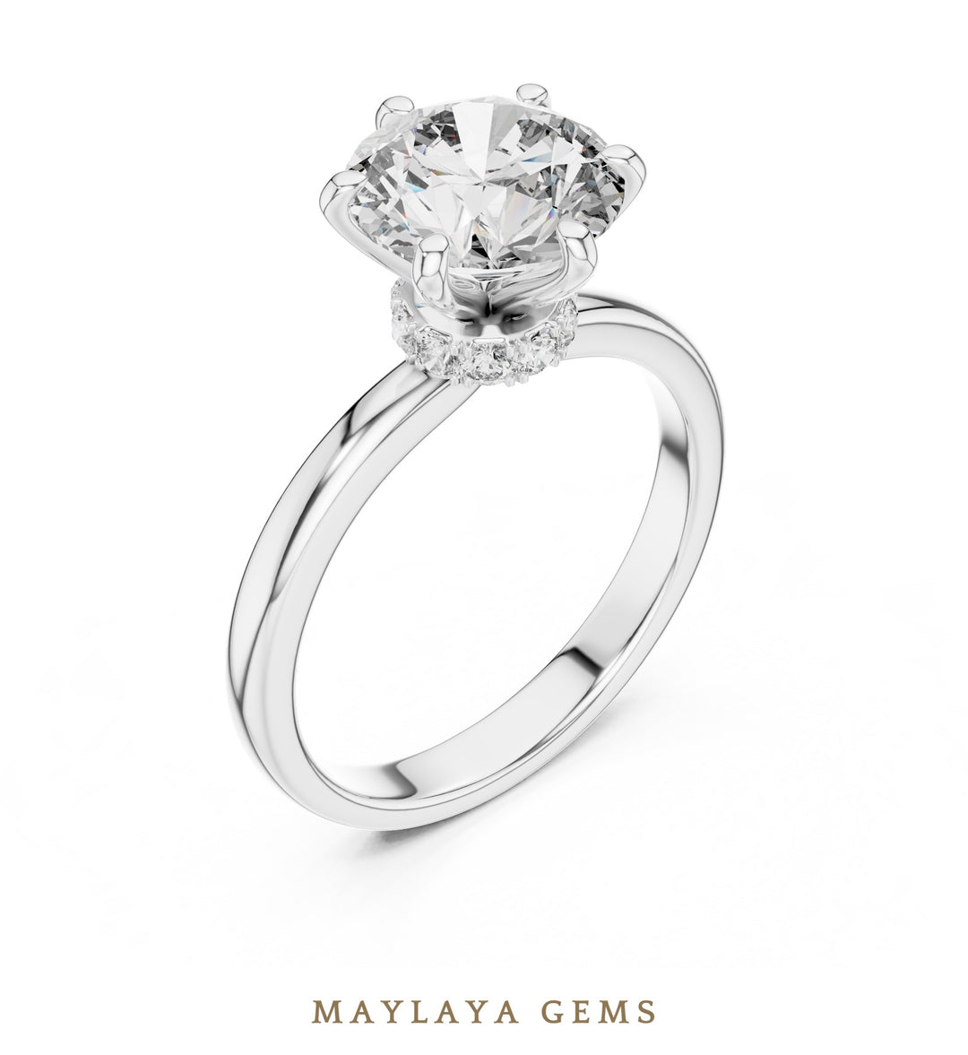 Maylaya Gems lab-grown diamond ring in white gold