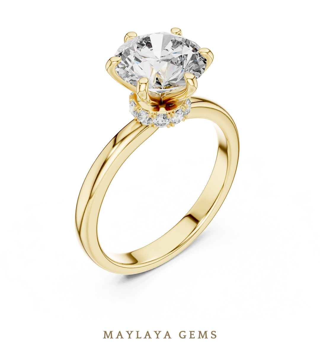 Maylaya Gems lab-grown diamond ring in yellow gold