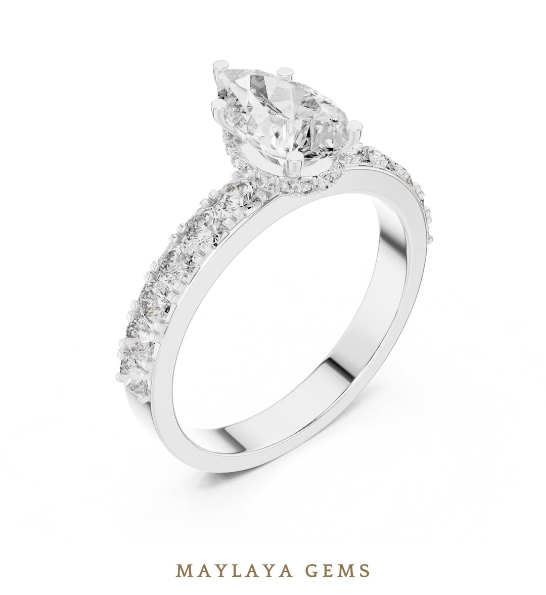 Maylaya Gems lab-grown diamond ring in white gold