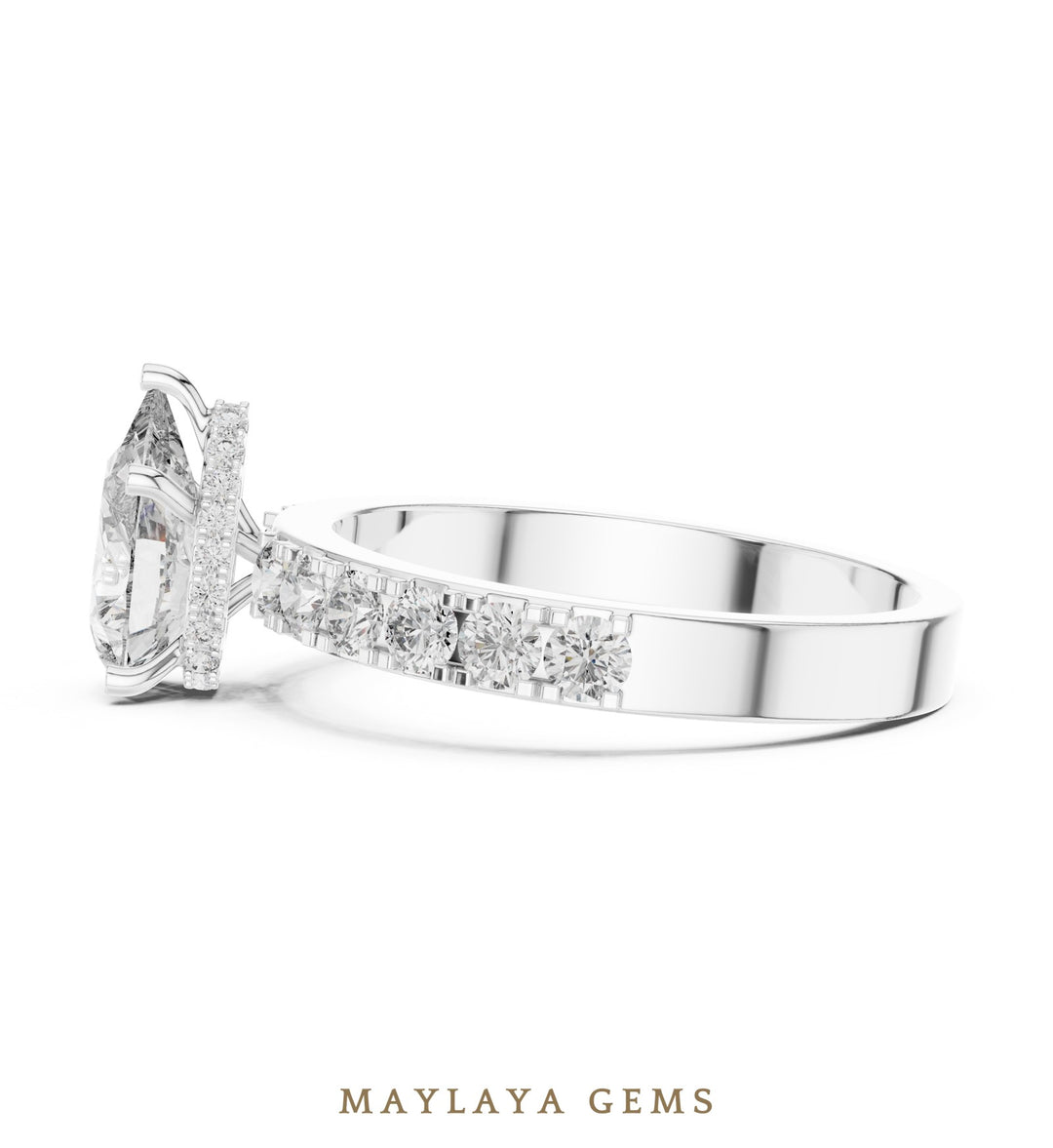Maylaya Gems lab-grown diamond ring in white gold