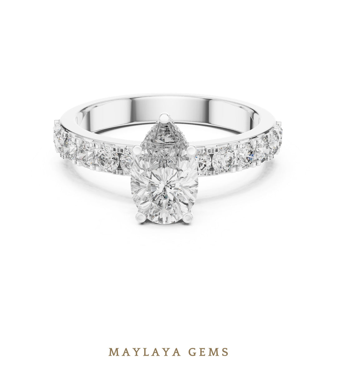 Maylaya Gems lab-grown diamond ring in white gold