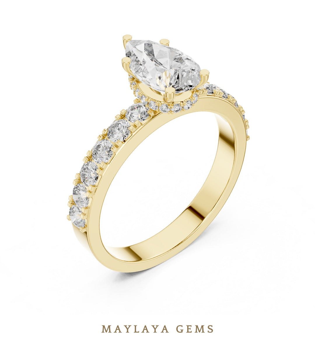 Maylaya Gems lab-grown diamond ring in yellow gold