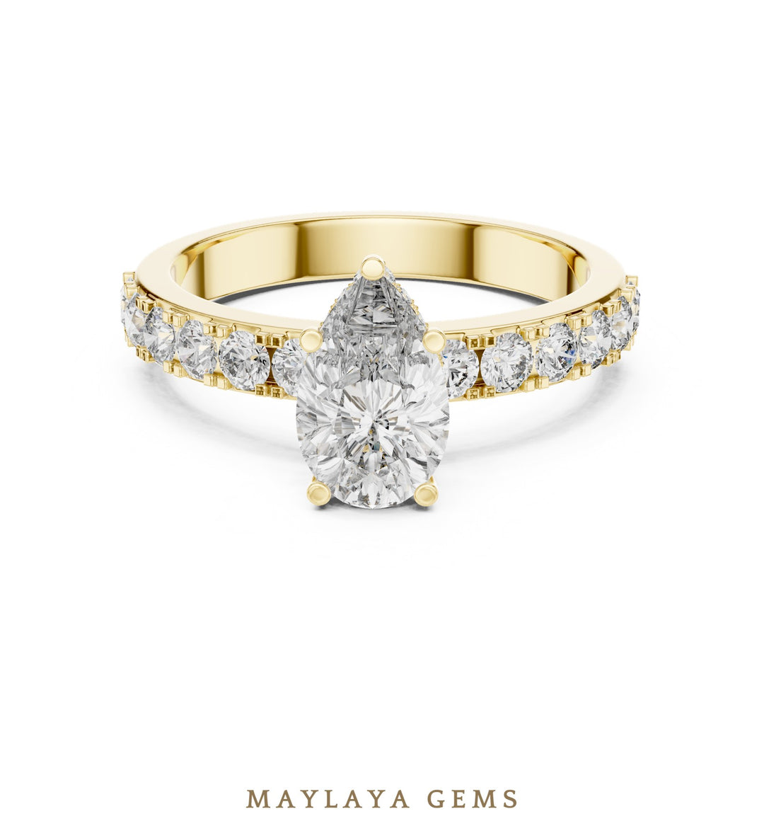 Maylaya Gems lab-grown diamond ring in yellow gold