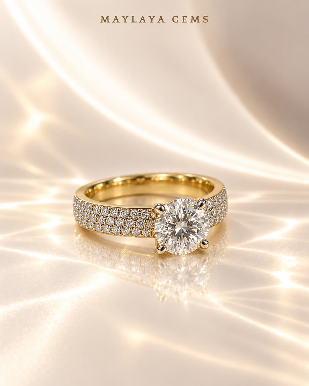 Maylaya Gems M180 — White Background Duo, glossy cream resting view