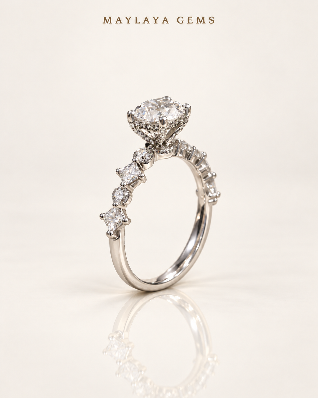 Maylaya Gems M181 — White Background Duo, soft white standing view
