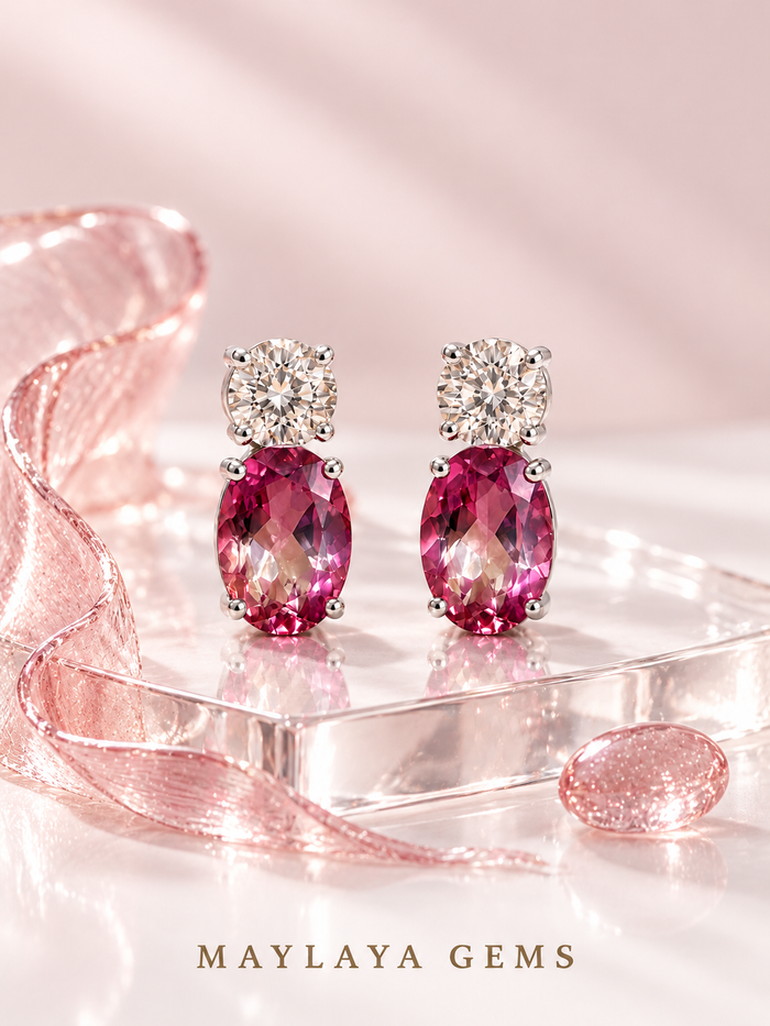 9K Gold Diamond & Natural Gemstone Earrings — MGP5