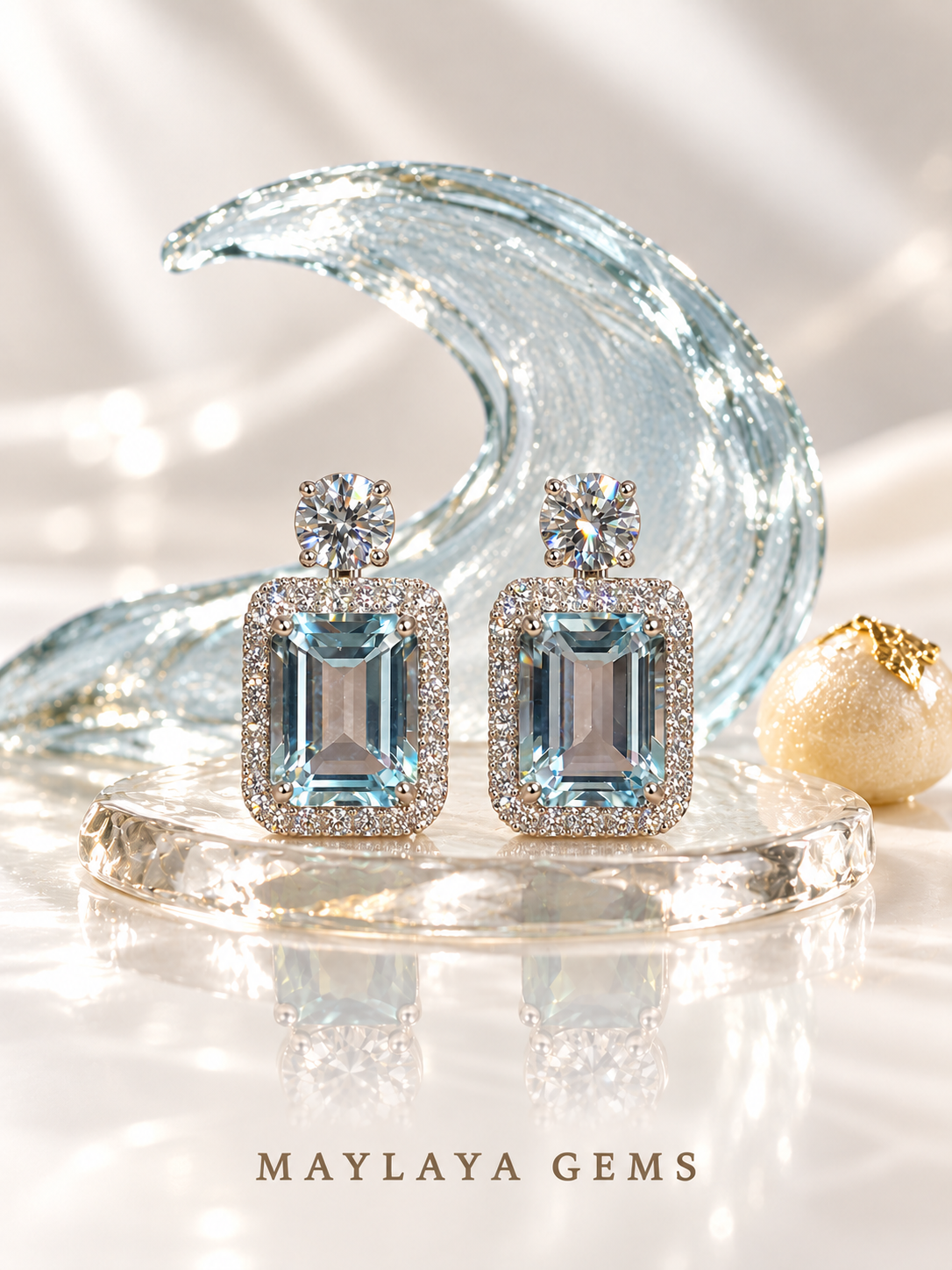 Maylaya gems mgp7 earrings — rock candy ice blue sugar styling
