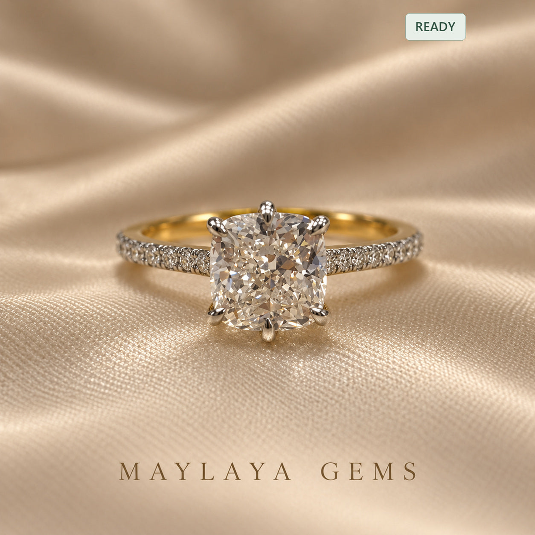 Maylaya Gems N04 cushion diamond ring — view 1