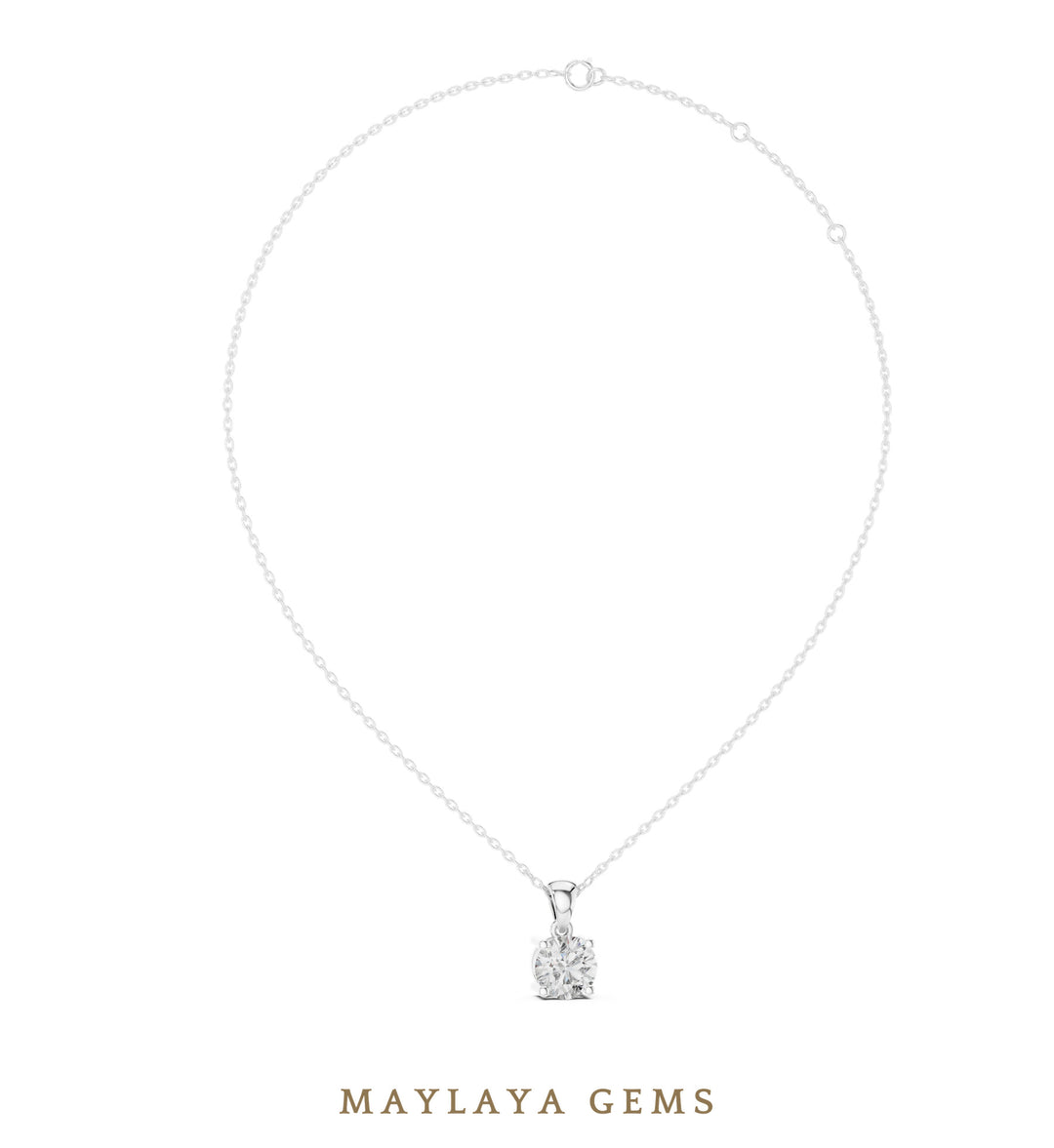 1 ct Round Lab-Grown Diamond Pendant — White Gold. Pendant only; chain not included.