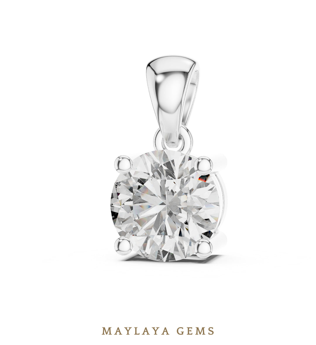 1 ct Round Lab-Grown Diamond Pendant — White Gold. Pendant only; chain not included.