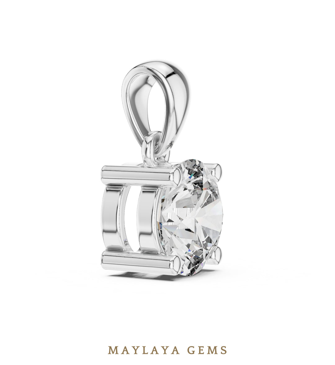 1 ct Round Lab-Grown Diamond Pendant — White Gold. Pendant only; chain not included.