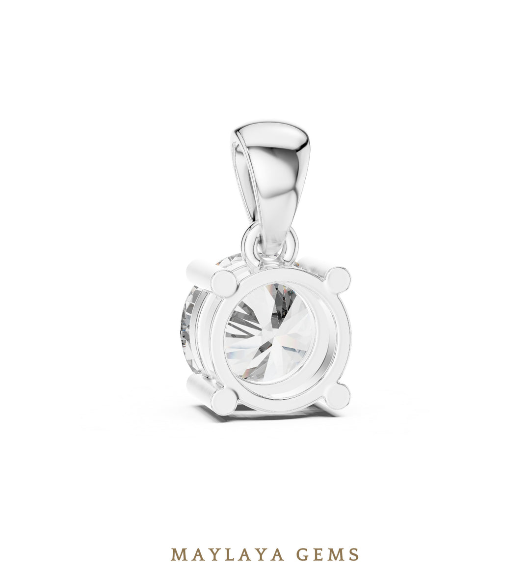 1 ct Round Lab-Grown Diamond Pendant — White Gold. Pendant only; chain not included.