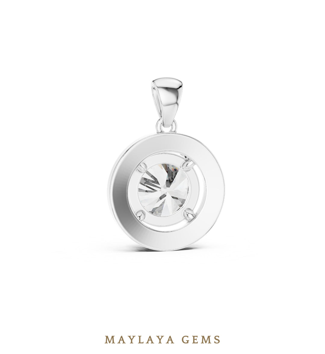 3.22 ct Round Lab-Grown Diamond Pendant — White Gold. Pendant only; chain not included.
