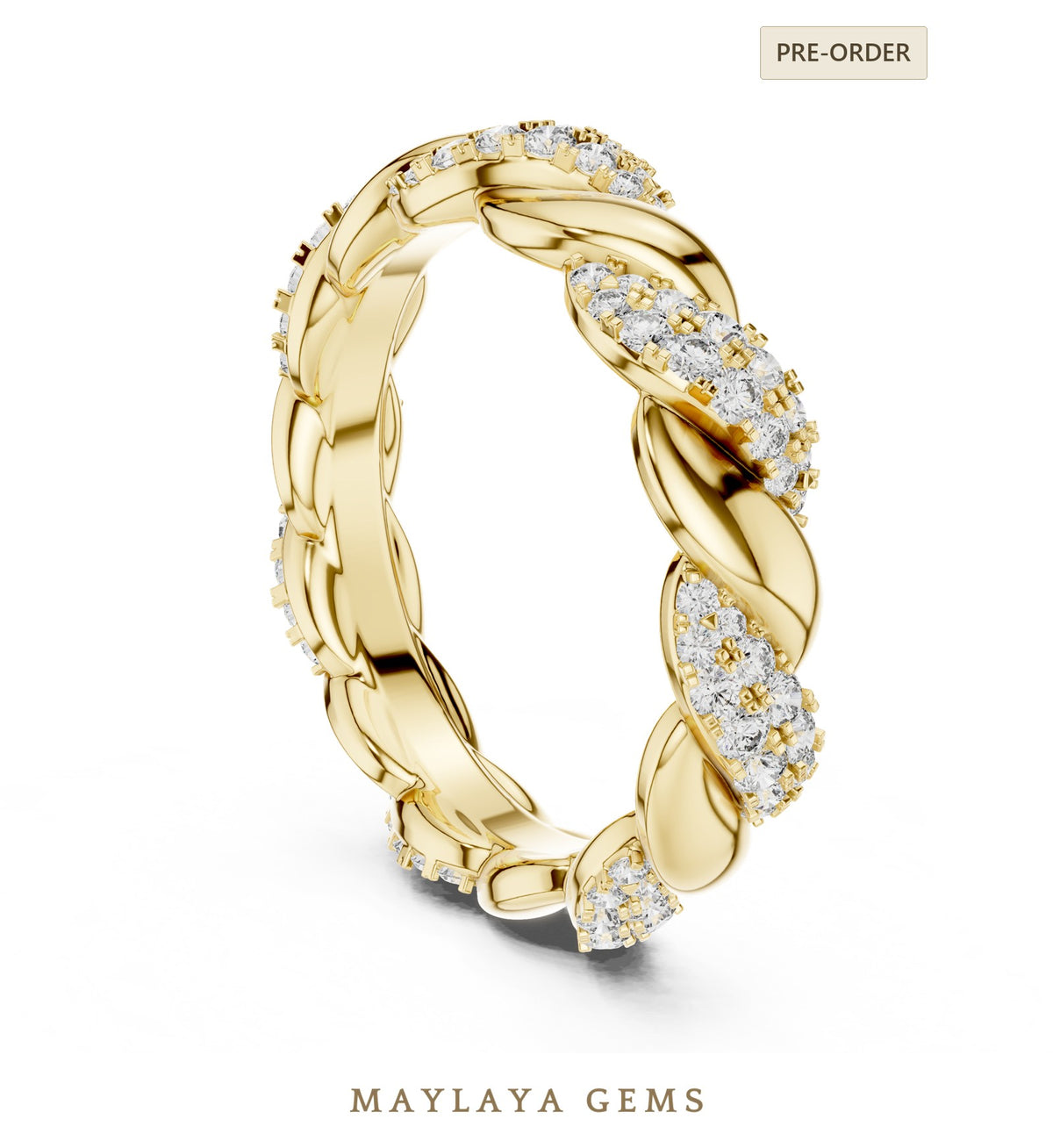 Maylaya gems lab grown diamond ring in yellow gold