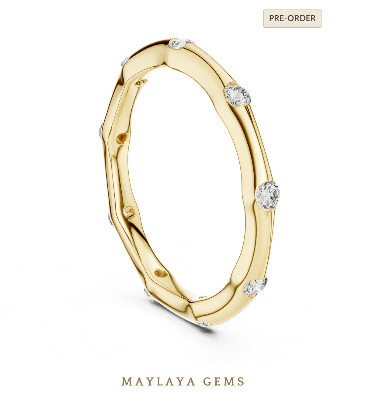 Maylaya gems lab grown diamond ring in yellow gold