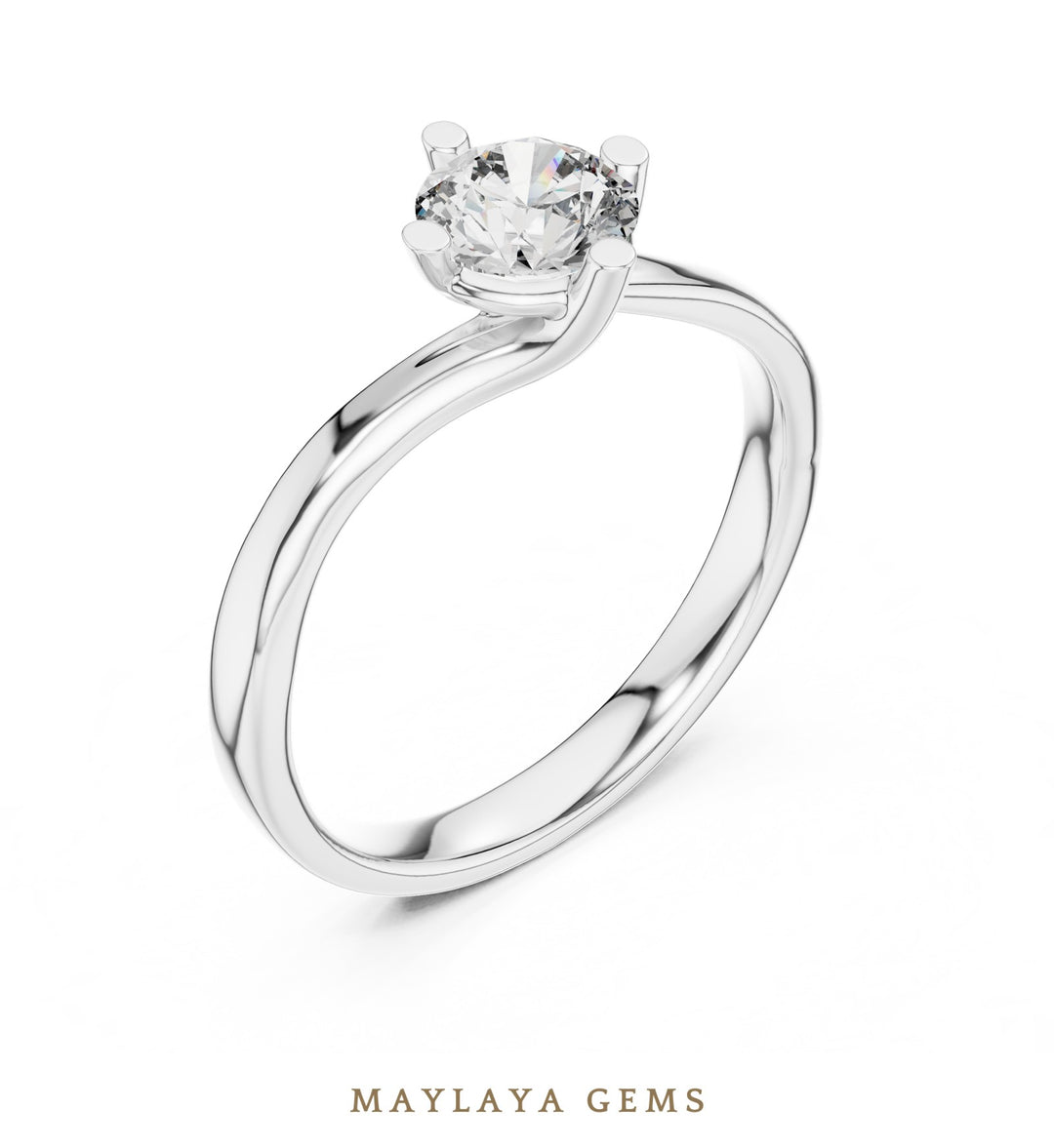 Maylaya Gems lab-grown diamond ring in white gold