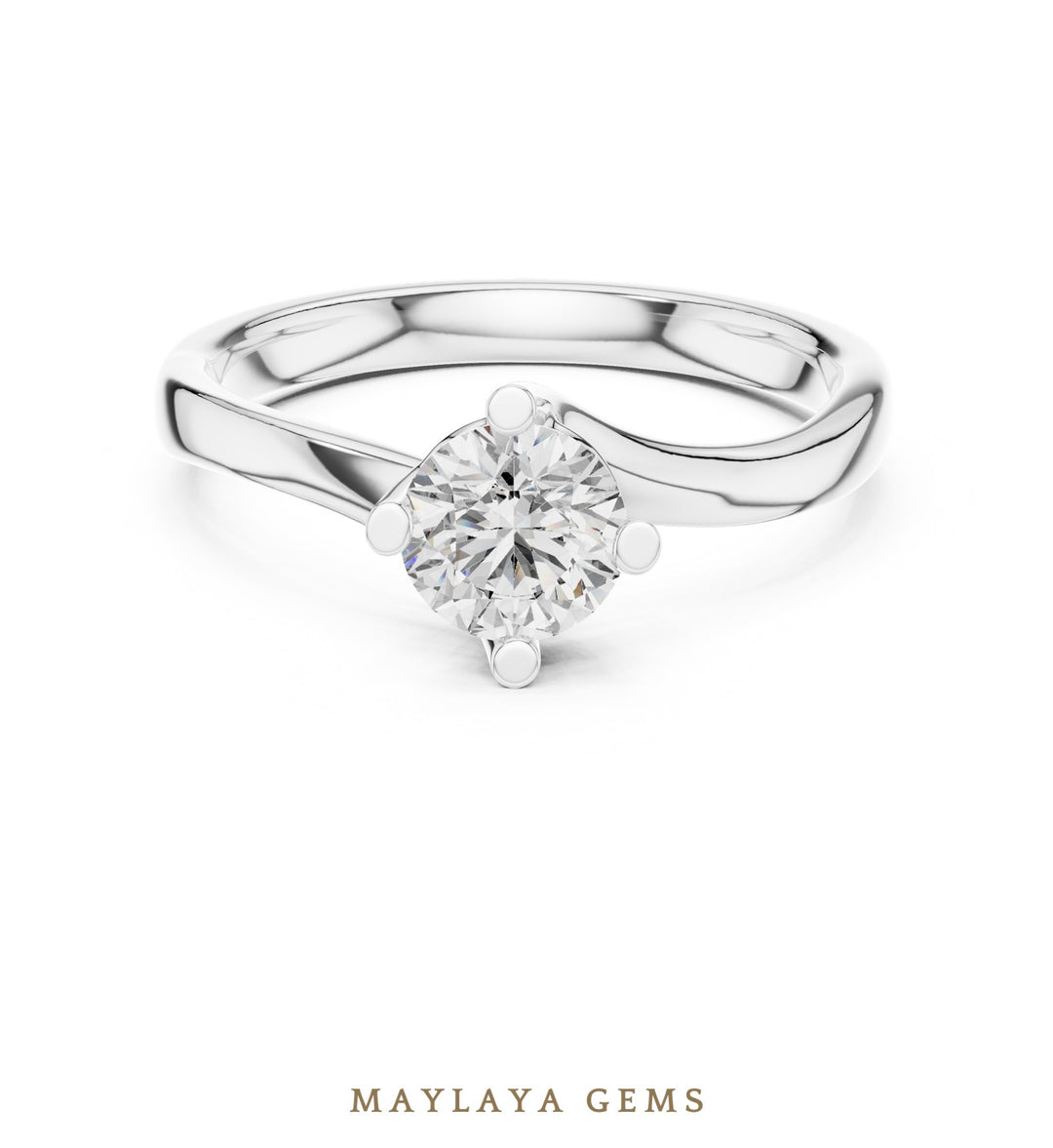 Maylaya Gems lab-grown diamond ring in white gold
