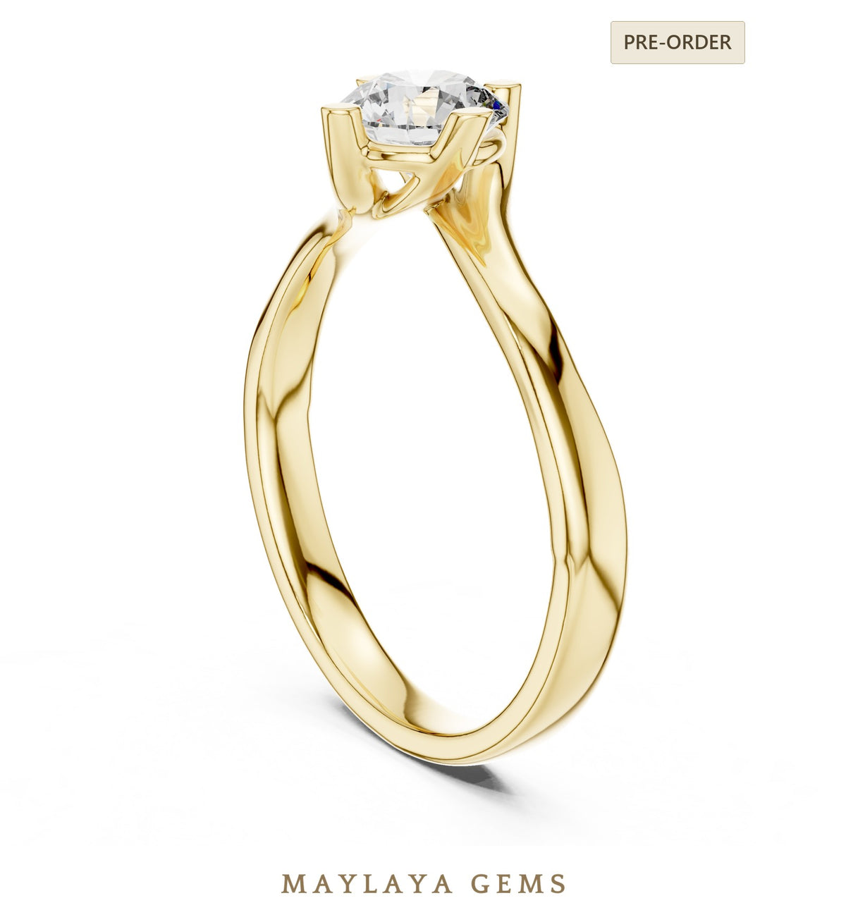 Maylaya gems lab grown diamond ring in yellow gold