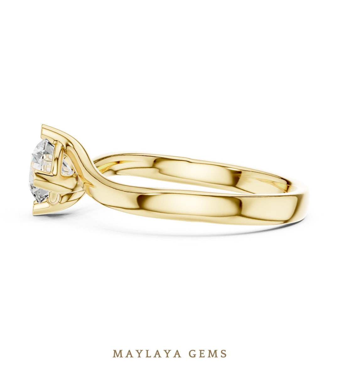 Maylaya Gems lab-grown diamond ring in yellow gold