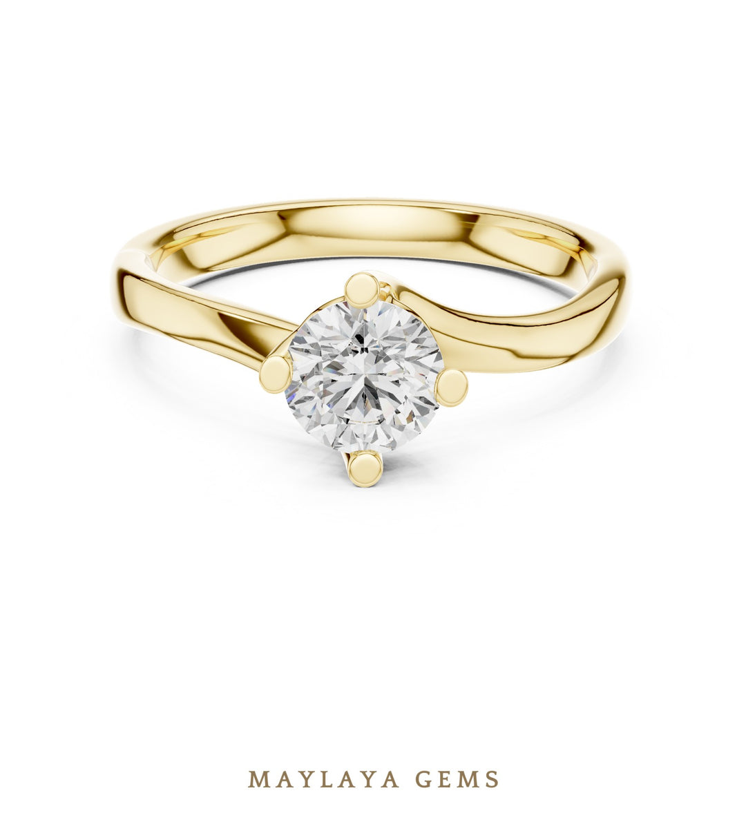 Maylaya Gems lab-grown diamond ring in yellow gold
