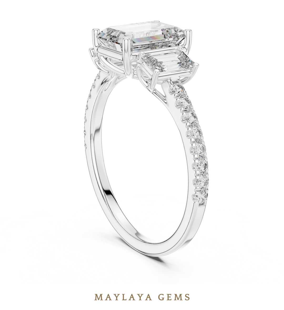 Maylaya Gems lab-grown diamond ring in white gold