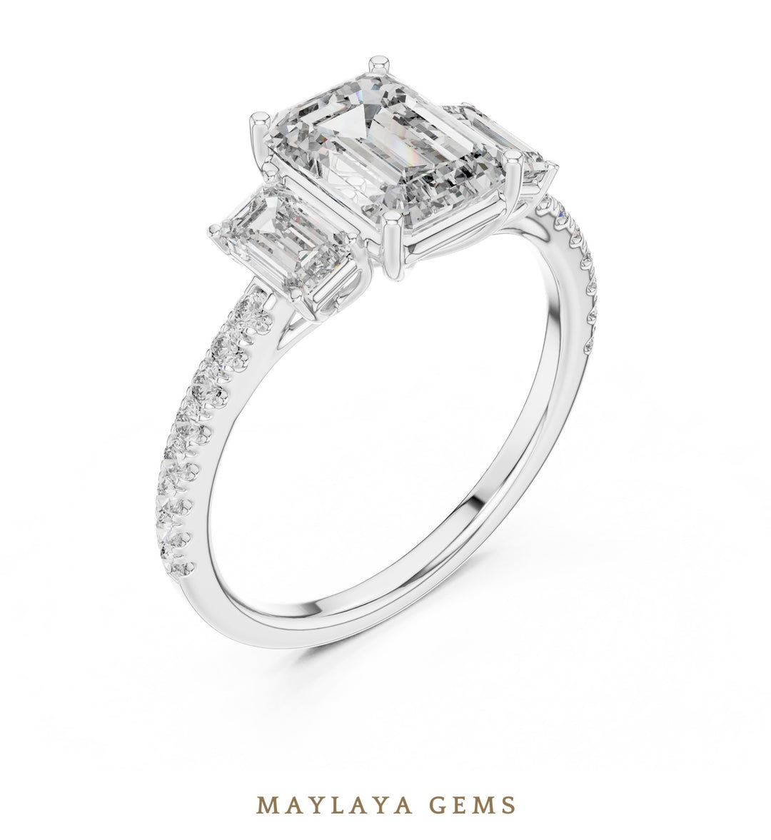 Maylaya Gems lab-grown diamond ring in white gold