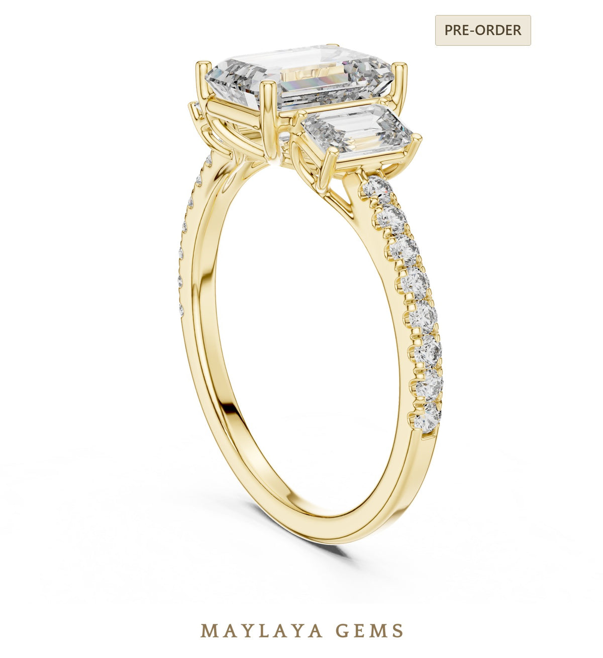 Maylaya gems lab grown diamond ring in yellow gold